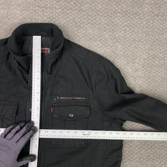 Levi's Jacket Mens Large Black Military Field Canvas Cotton 2 Pocket Quilt Lined - Picture 14 of 16
